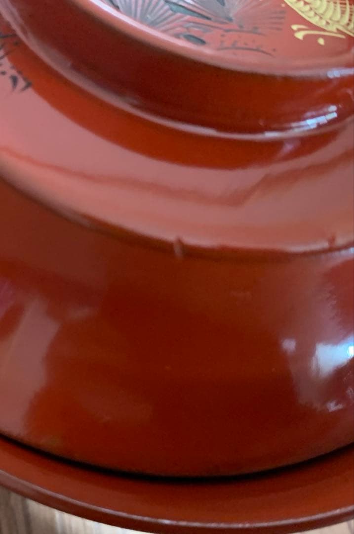 輪島塗　朱沈金蒔絵吸物椀10客　時代物　木製うるし塗　羽反　アンティーク