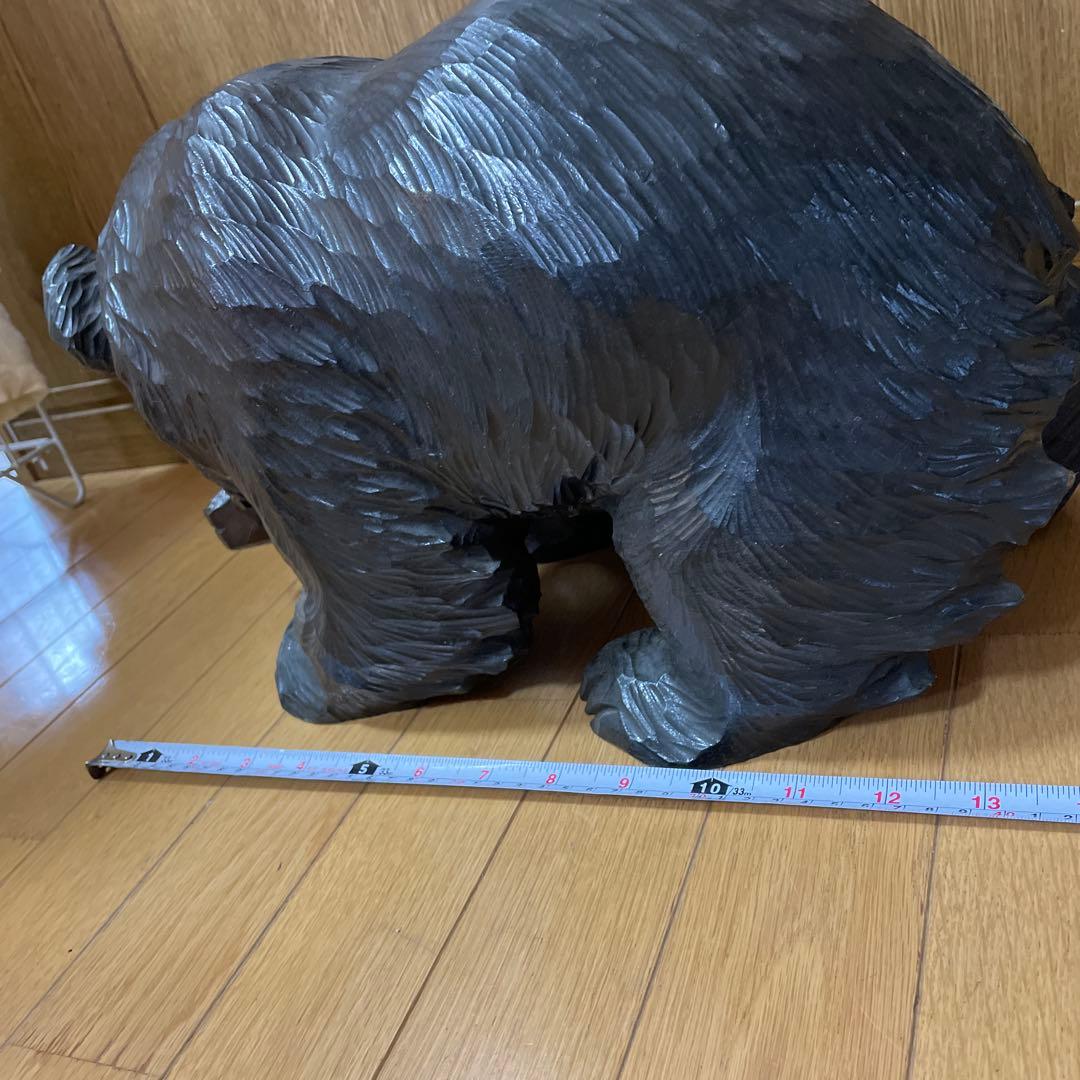 【中古品】熊の木彫り　工芸品民芸品　アンティーク昭和48年1973年贈呈品