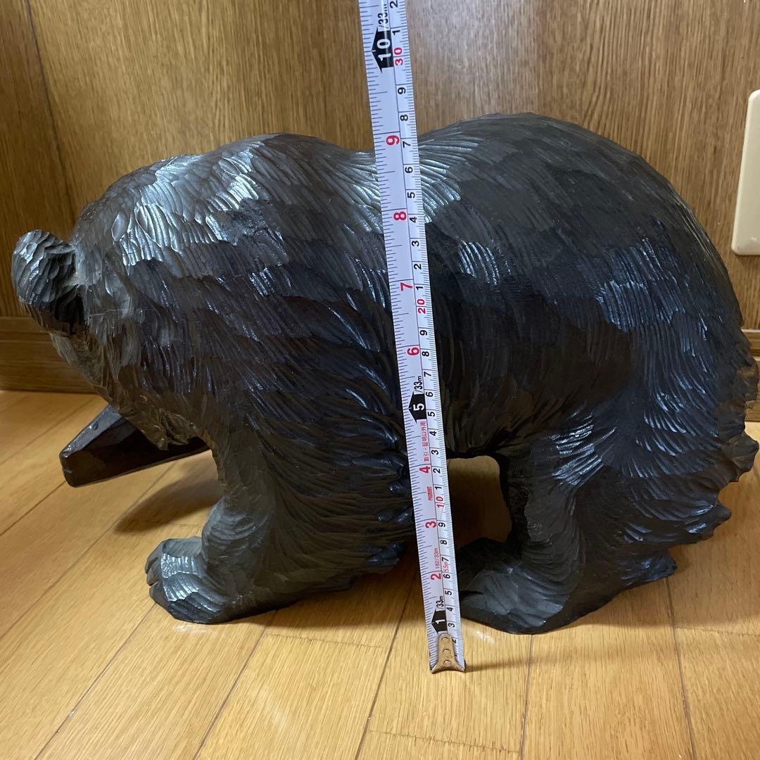 【中古品】熊の木彫り　工芸品民芸品　アンティーク昭和48年1973年贈呈品