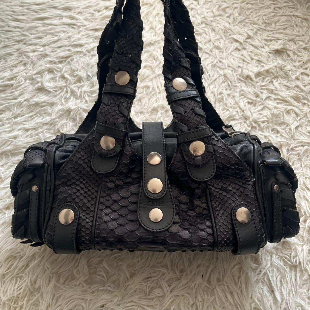 バッグ Chloe Silverado Leather Handbag Python