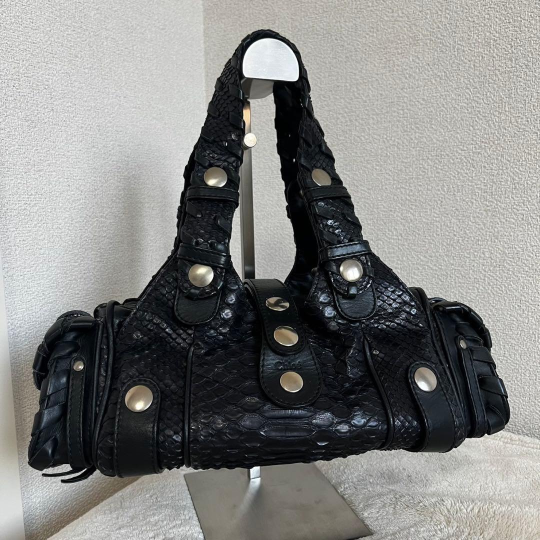 バッグ Chloe Silverado Leather Handbag Python