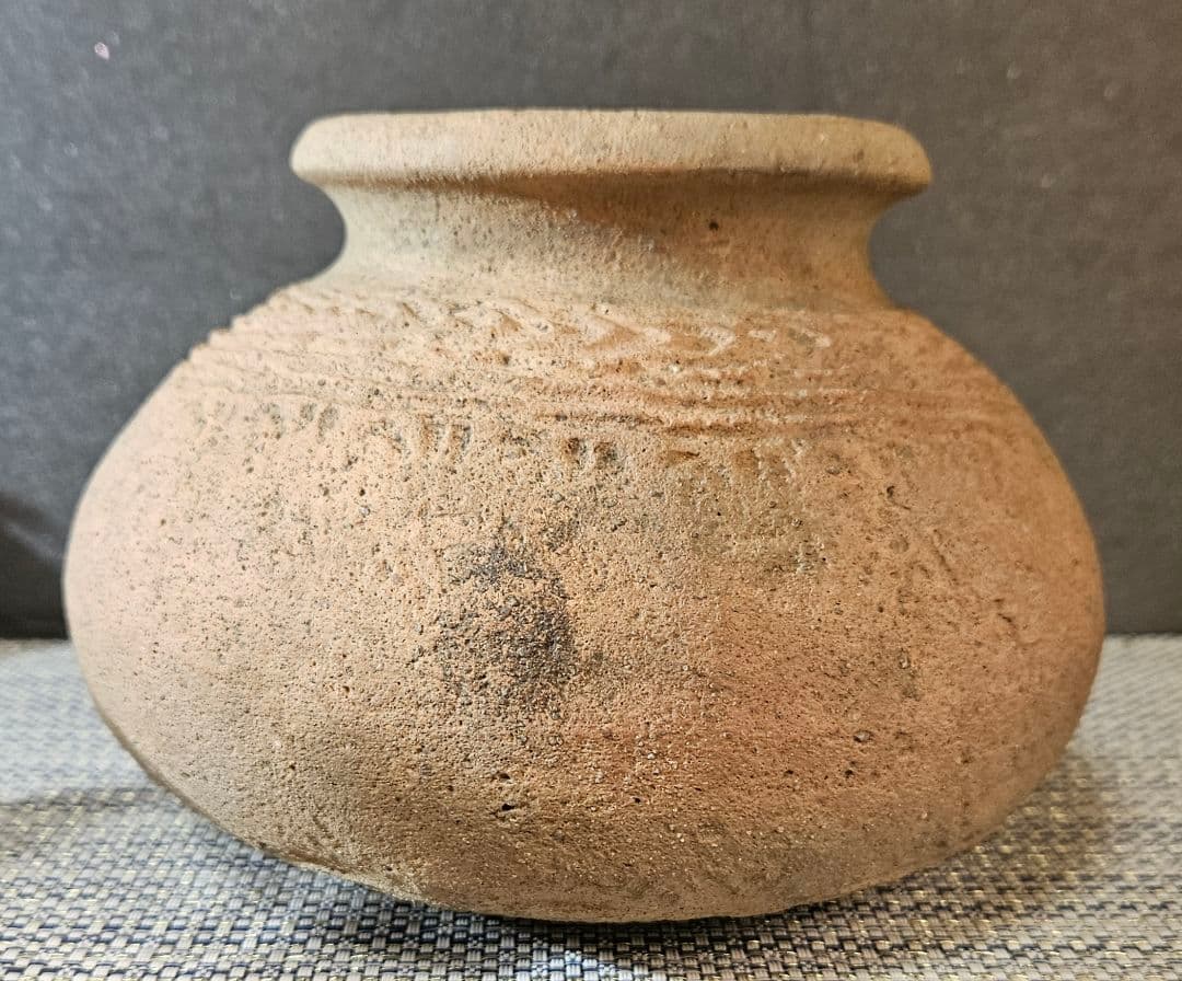 伝】古代土器　南米　古代ペルー　 古代インカ　幾何学文様　陶質土器　壺　甕