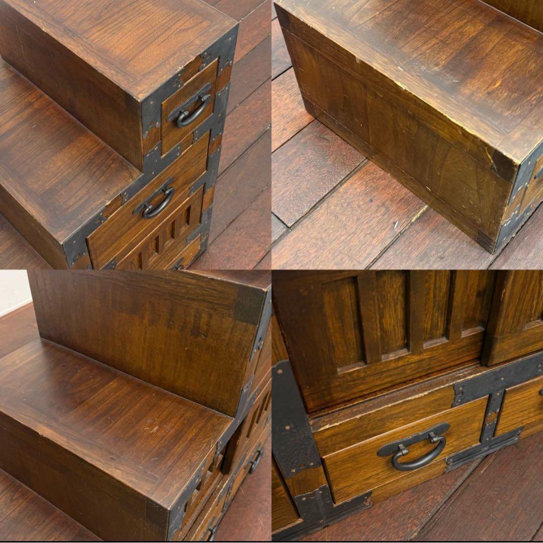 H19K25b アンティーク調 階段箪笥 4段