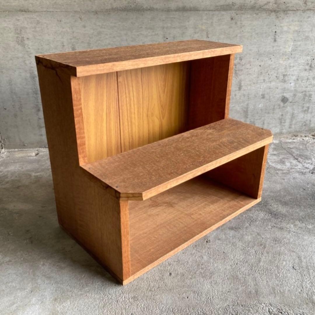 木製 ラック キャビネット 飾り棚 置物台 花台 踏み台 2段 シャビー レトロ