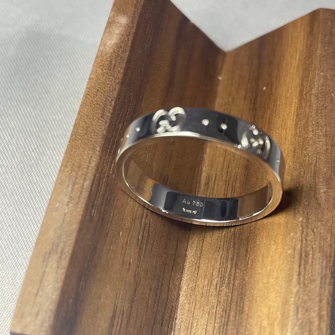 【美品】グッチ アイコンリング GGリング ホワイトゴールド #16.5