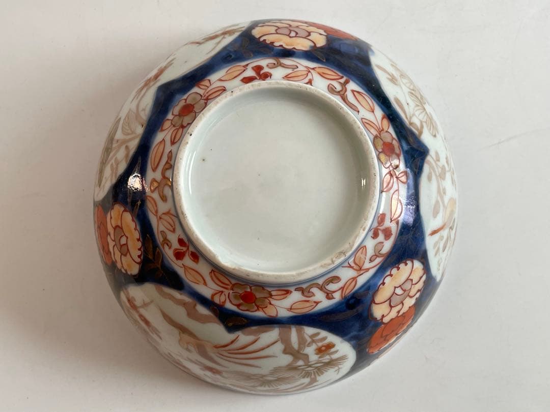 骨董　アンティーク　古伊万里　色絵　窓絵　小鳥文様　丼　鉢　深皿