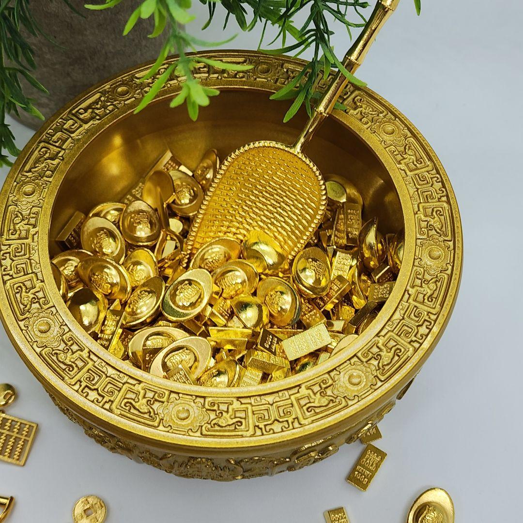 【金運爆上げ】真鍮製 開運風水アイテム一式／元宝・金塊・銭・そろばんアバカス付き