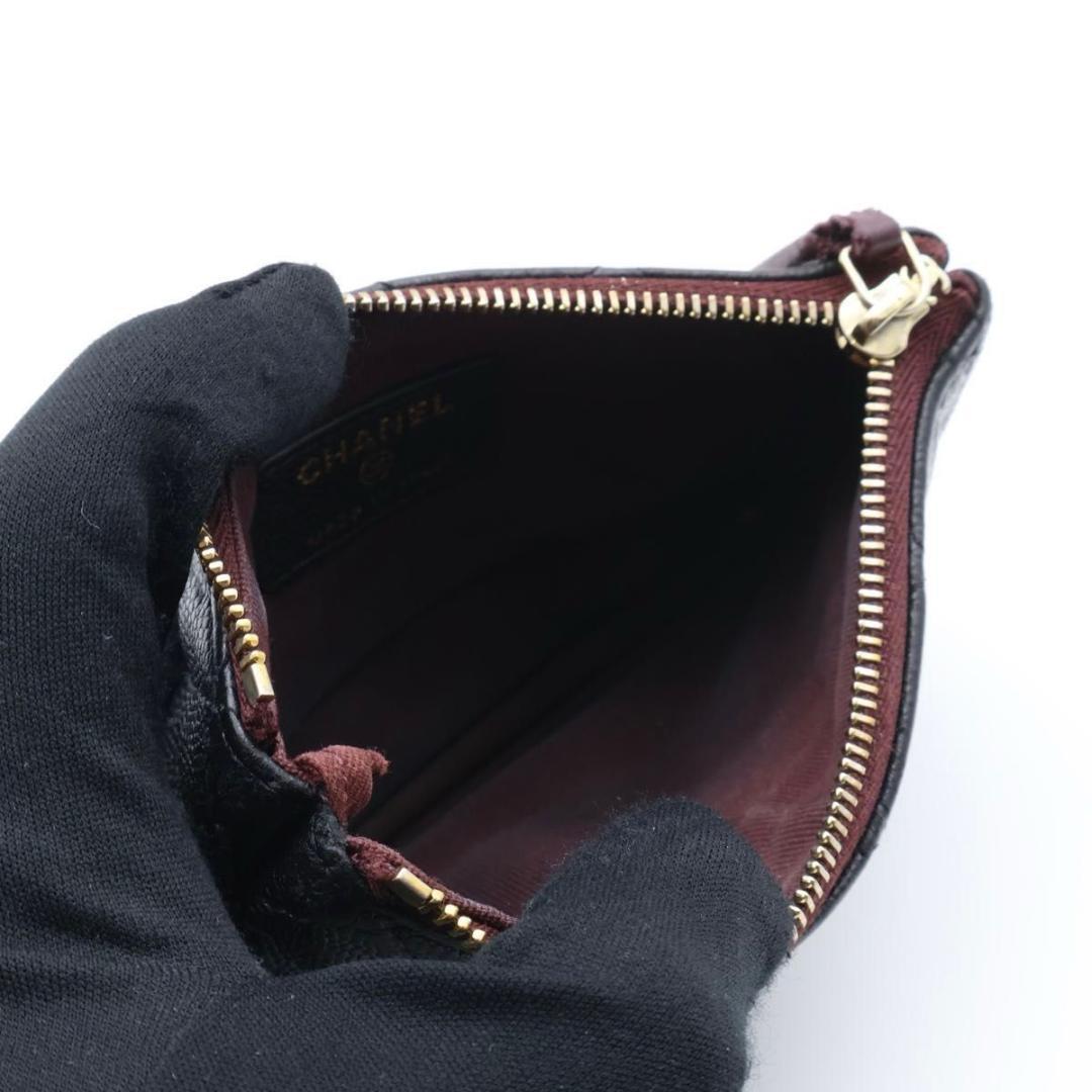 【極美品】CHANEL マトラッセ　キャビアスキン　小銭入れ　ポーチ　黒