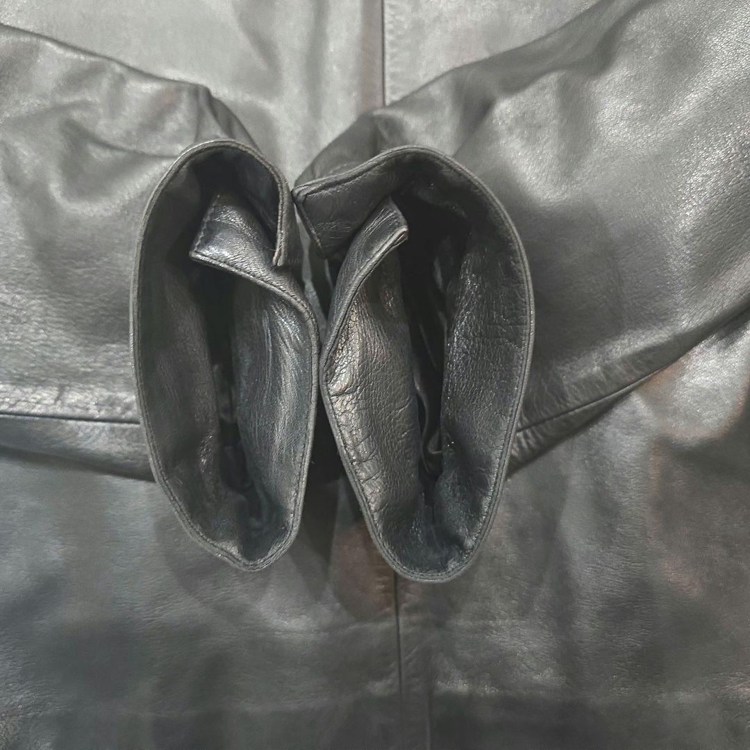 agnes b. リアルレザー シングルライダースジャケット ブラック