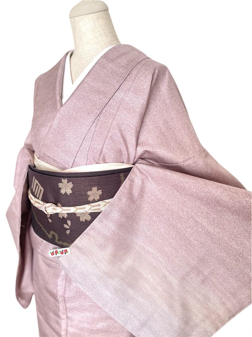 美しすぎるサフラン染め大島紬 銀通しぼかし付下げ 正絹着物