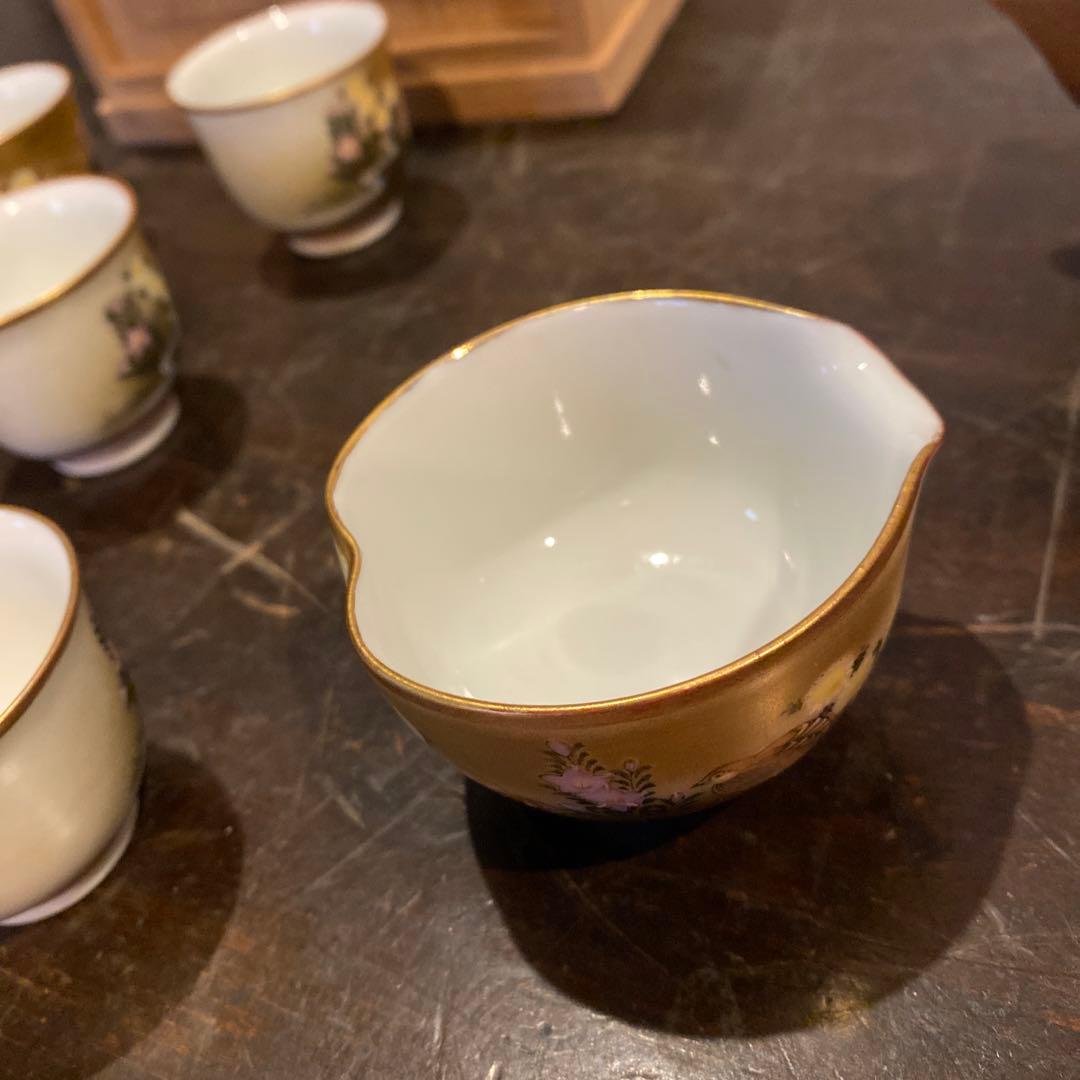 九谷金彩鶉文茶器セット【桐箱付】