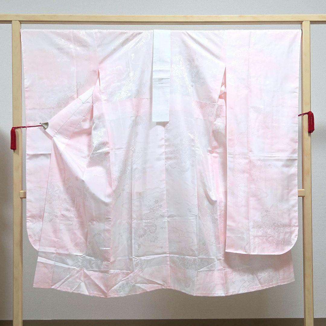 AI 美品 振袖フルセット 雪輪に桜 青 金駒刺繍 金彩 正絹 帯・襦袢・小物