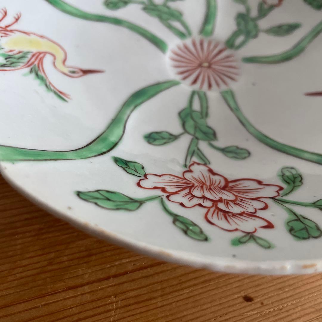 廣野俊彦　五彩花鳥絵輪花皿　南京色絵写　2客　定価33,000円