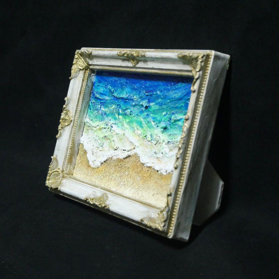 油絵 油彩 油彩画 絵 絵画 キャンバスパネル ミニ絵画【砂浜の海】