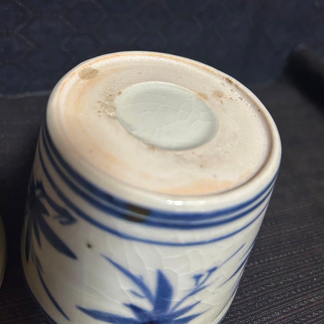 珍品図柄　江戸期古伊万里　紅葉水垂紋様蕎麦猪口2客揃い　本物保証