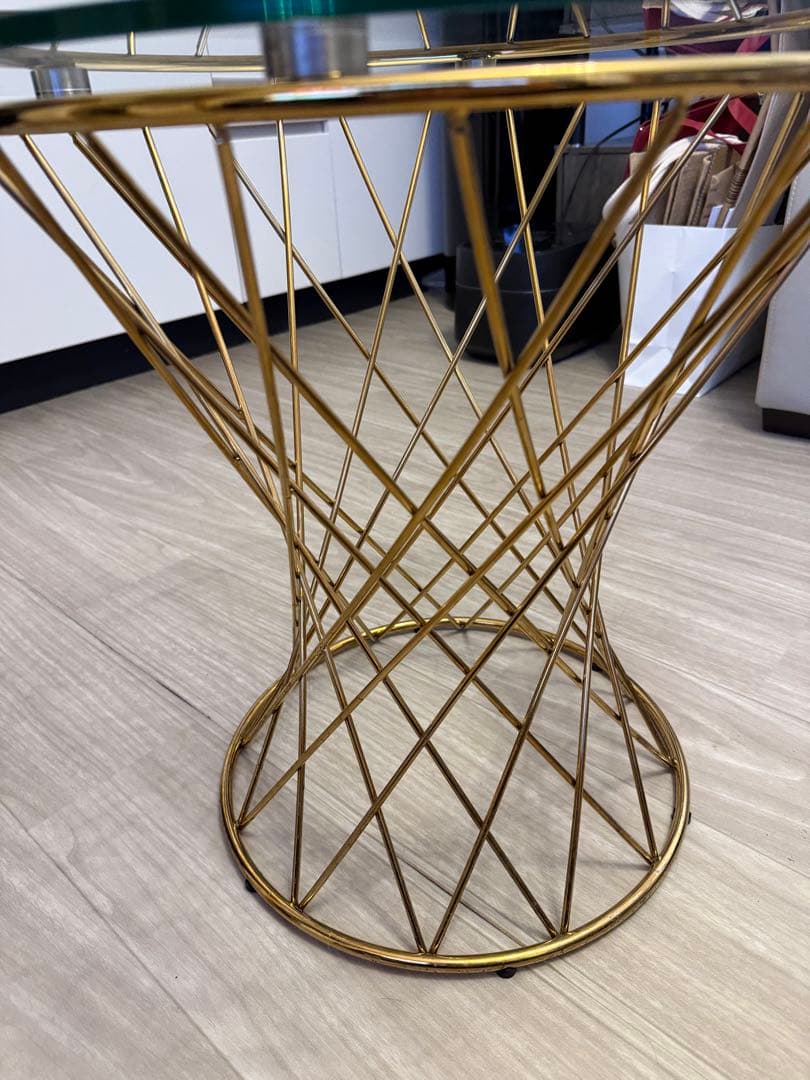 マリア サイドテーブル クリア×ゴールド φ500