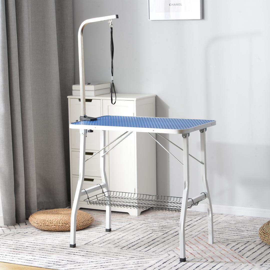 トリミングテーブル　折り畳み式　ペット用　爪切り　ブラッシング　BLUE