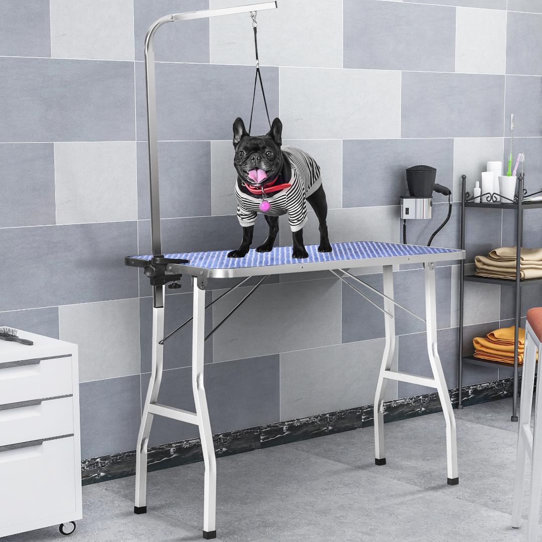 トリミングテーブル　折り畳み式　ペット用　爪切り　ブラッシング　BLUE