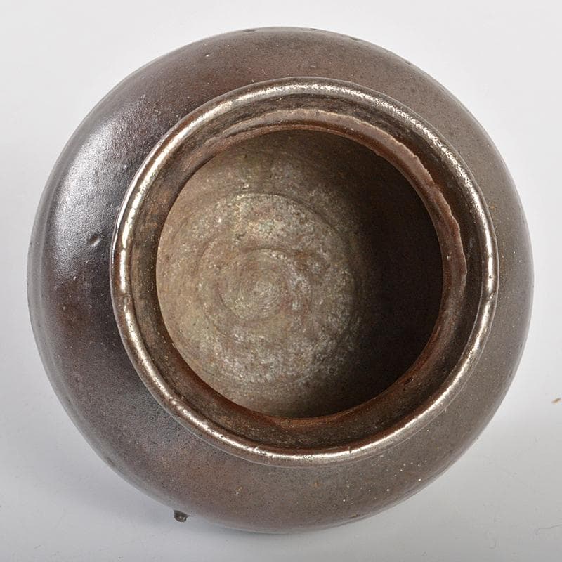 中国　黒釉　小壷　時代箱付　V　R7003