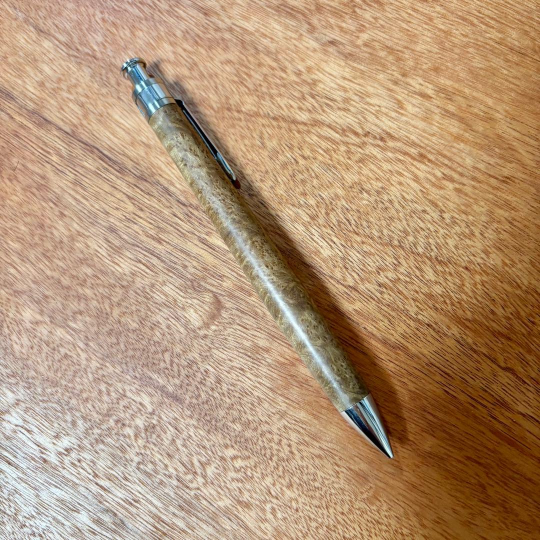 工房楔　サテンウッドバナバ　瘤杢　文房具　シャープペン　木軸ペン　野原工芸