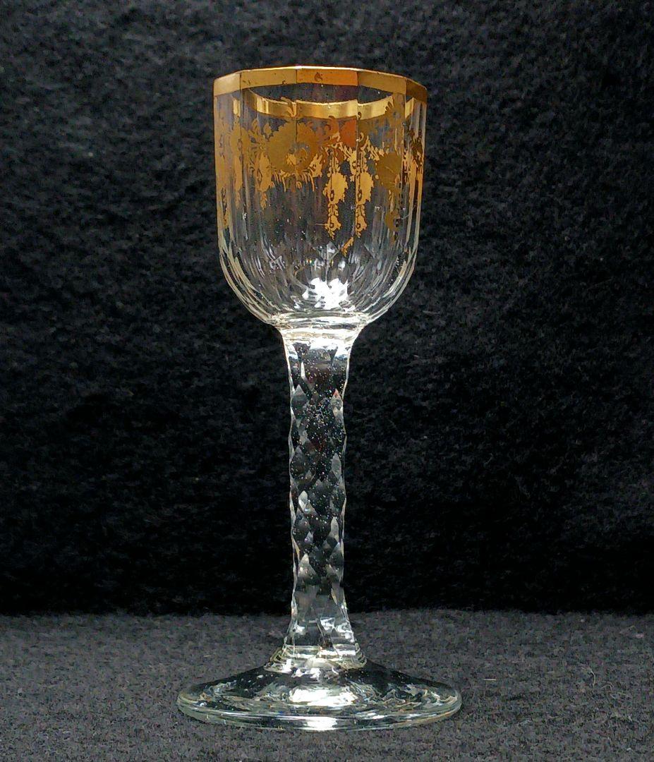 Y2590-7 オールドバカラ 金彩装飾 ステムグラス 高さ13.5㎝ 豪華金彩