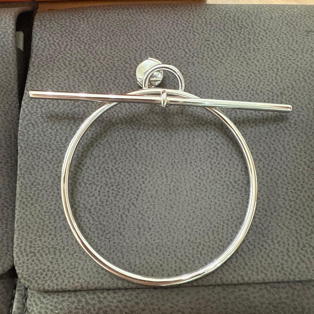 HERMES シルバー フープピアス