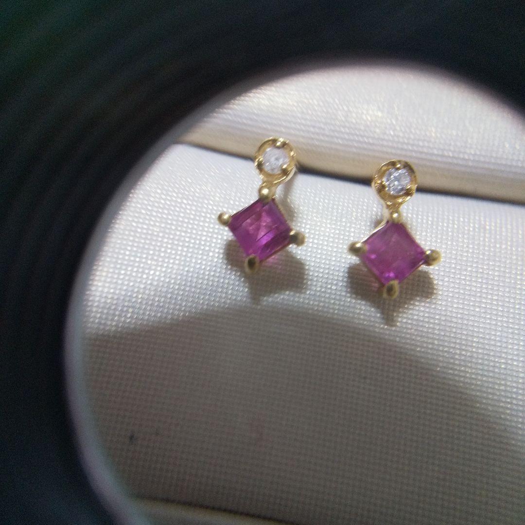 K18ダイヤモンド&ルビーピアス