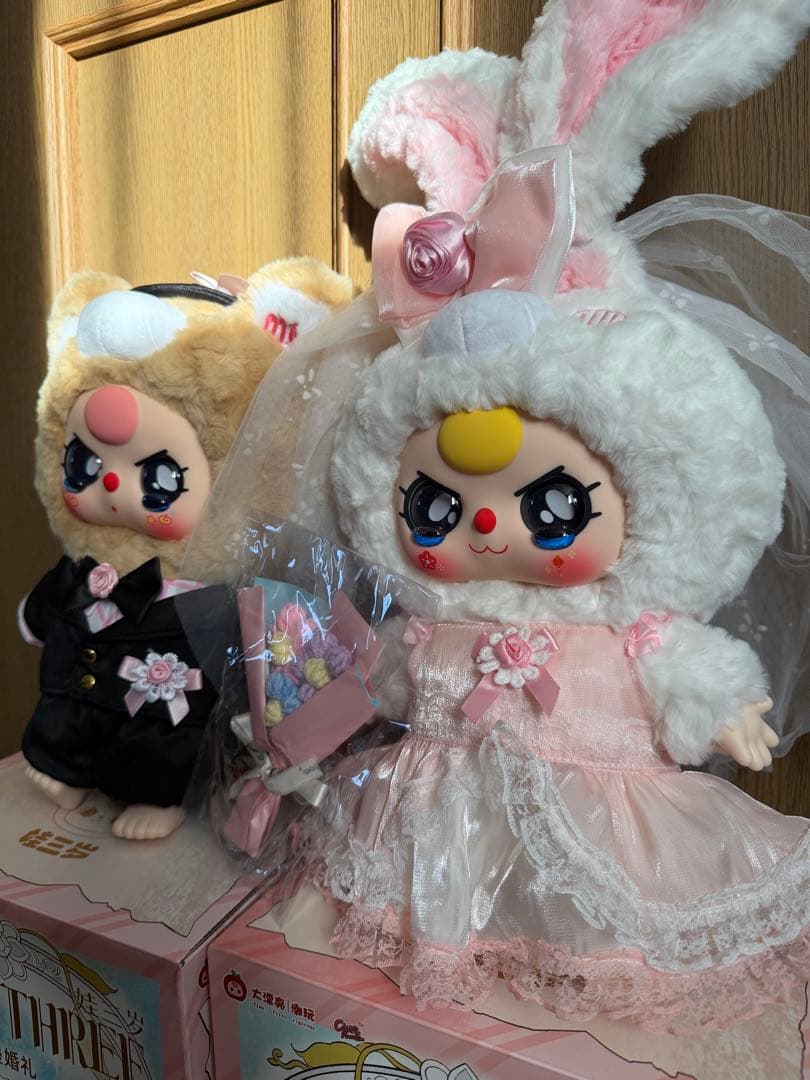 babythreeロマンチックウェディング400%新郎新婦セット涙目