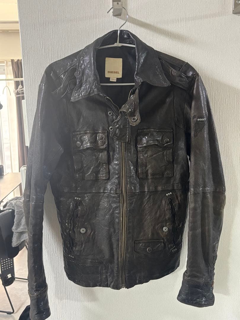 ディーゼル　シープレザーライダース、ジャケット　ブラウン　DIESEL Sサイズ