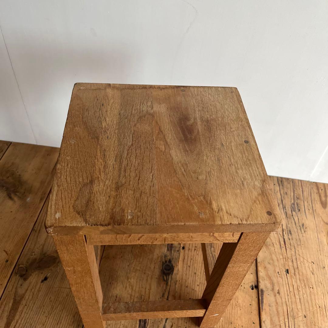 アンティーク 角 スツール 椅子 植物台 無垢材 昭和レトロ z818