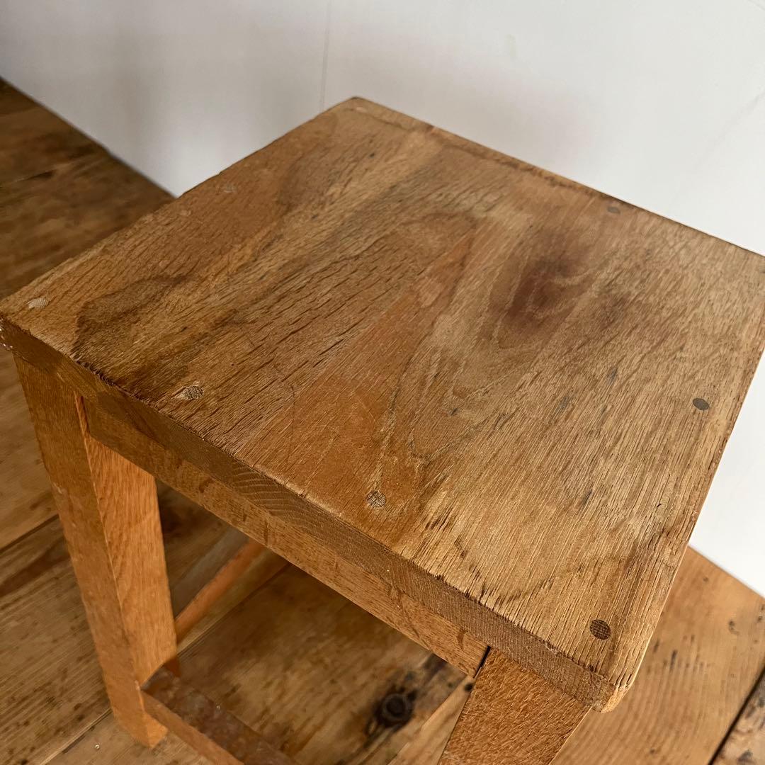 アンティーク 角 スツール 椅子 植物台 無垢材 昭和レトロ z818