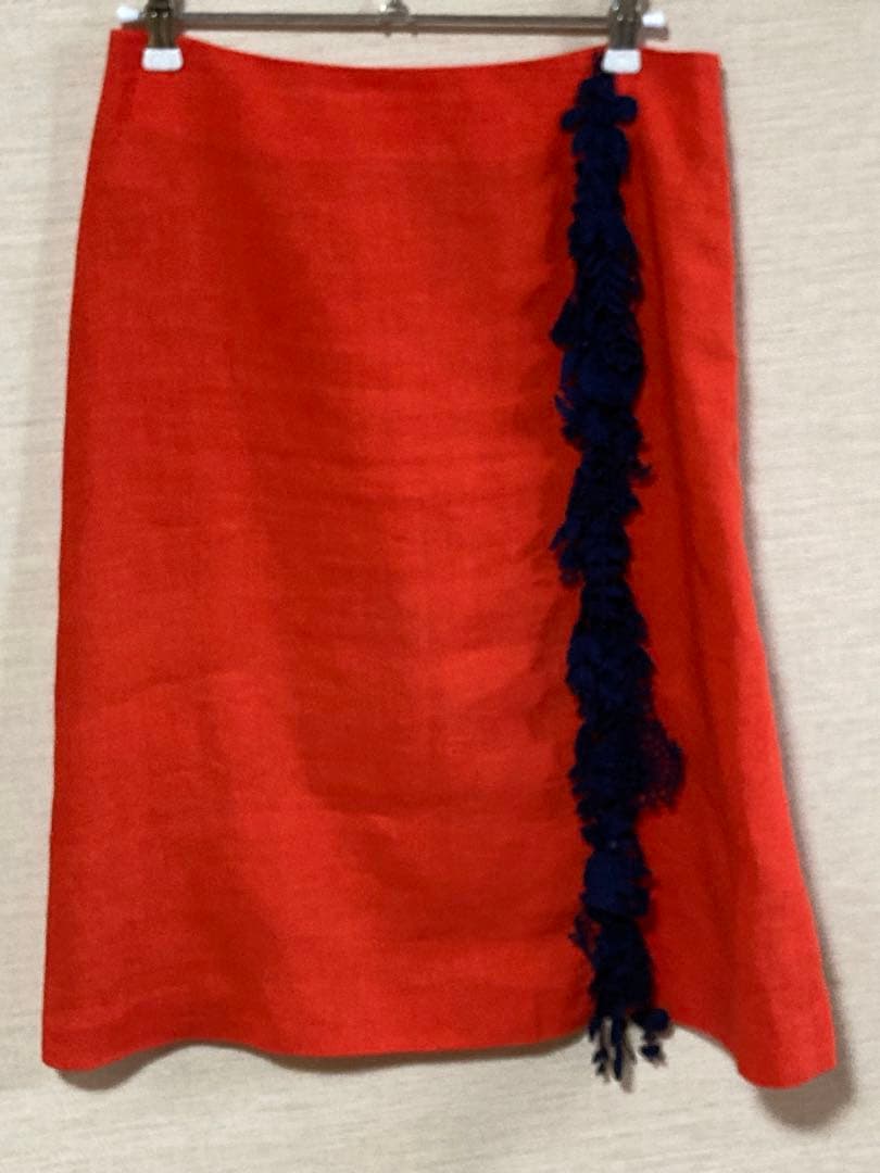 ミナペルホネン　スカート forest parade リネン　36 オレンジ