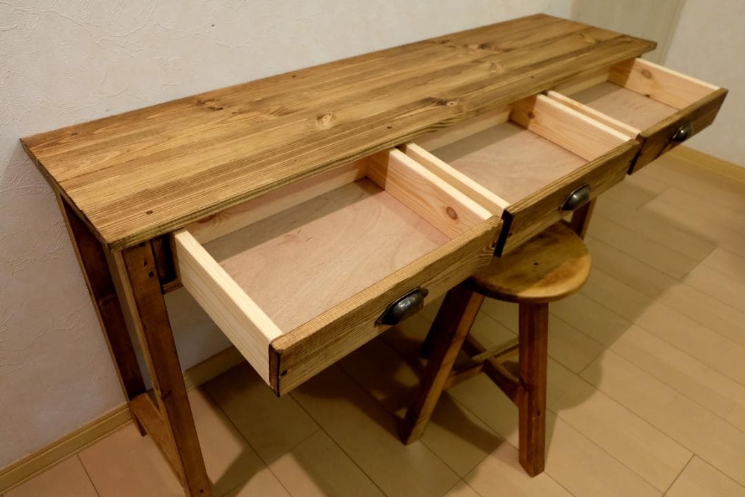 デスクのみ　ハンドメイド　アンティーク　作業台　ミシン台　長机　ジャコビアン