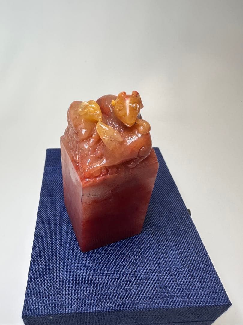 13三羊開泰　ラオス石　巧色　美品　印材　印石　落款　書道　雅号