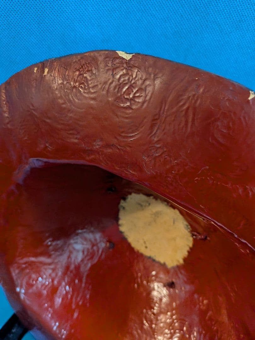 江戸時代中期〜後期頃黒漆塗り武家旧家蔵出し肥後熊本藩領陣笠前立て改良型当時物
