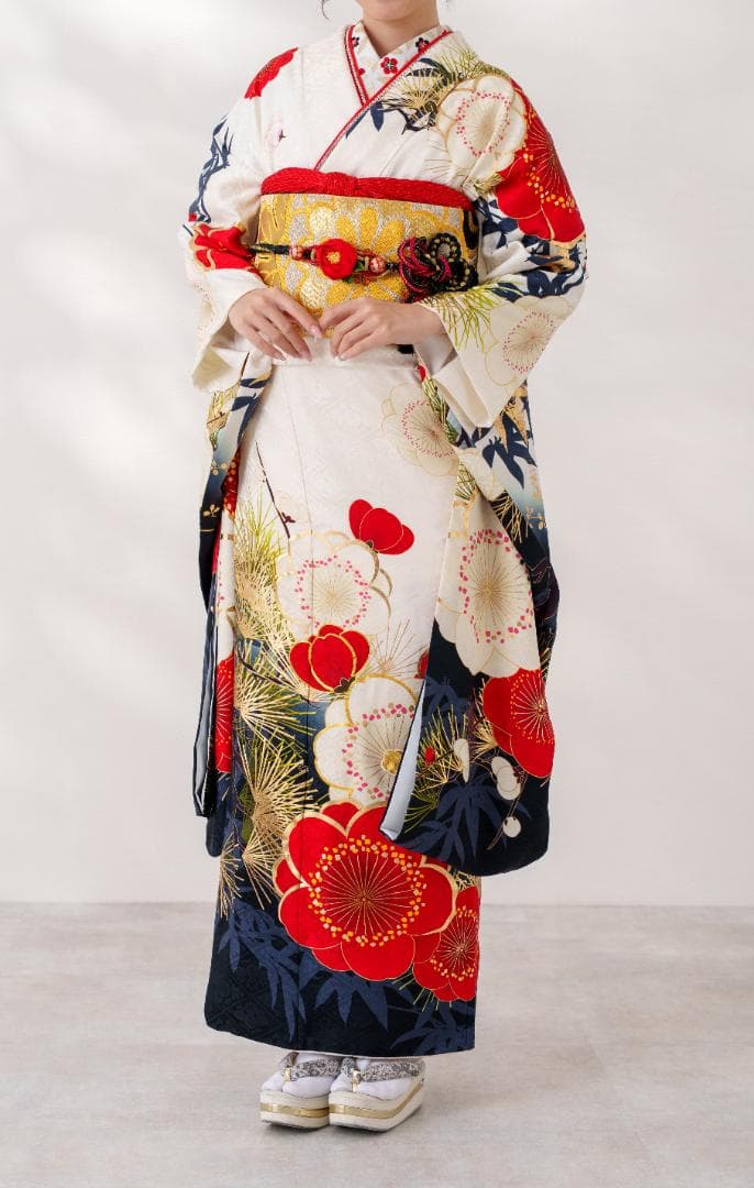 ≪美品≫正絹　振袖９点フルセット【663】【150cm~160cmの方用】