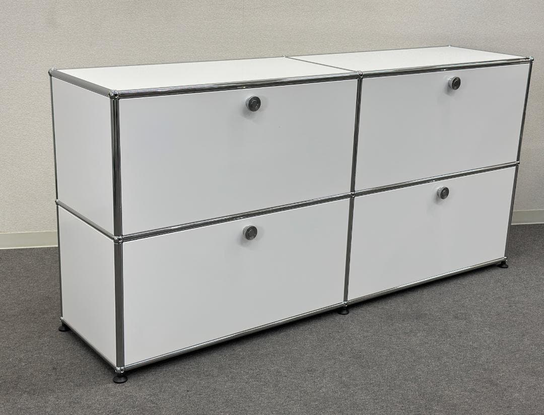 正規品■USM/ハラー■キャビネット　2列2段　白　鍵なし　サイドボード　収納