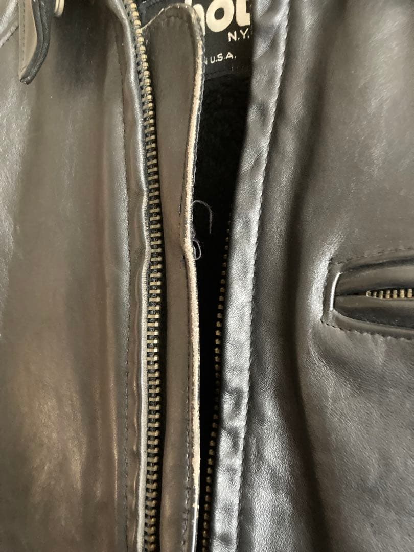 【米国製】Schott レザー ライダースジャケット 黒 36 牛革