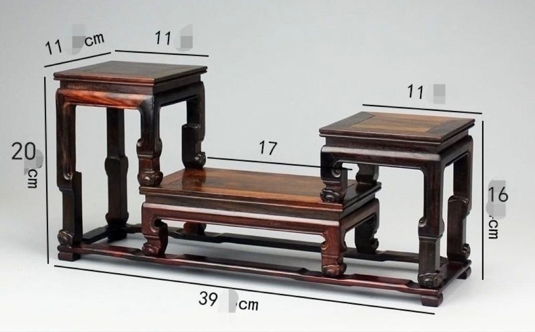 唐木 花台 紫檀 飾り台 香炉台 高低台 華道具 置物台 木製 盆栽台 中国美術