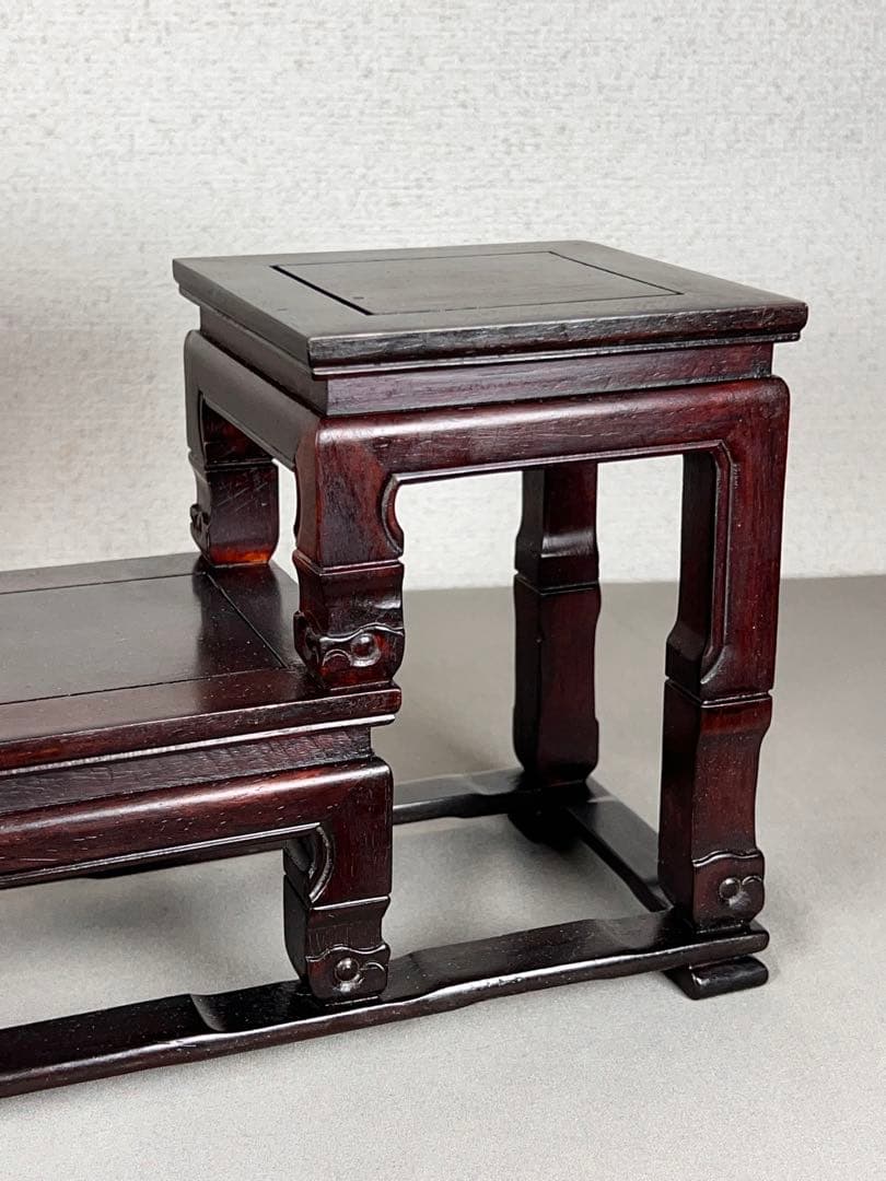 唐木 花台 紫檀 飾り台 香炉台 高低台 華道具 置物台 木製 盆栽台 中国美術