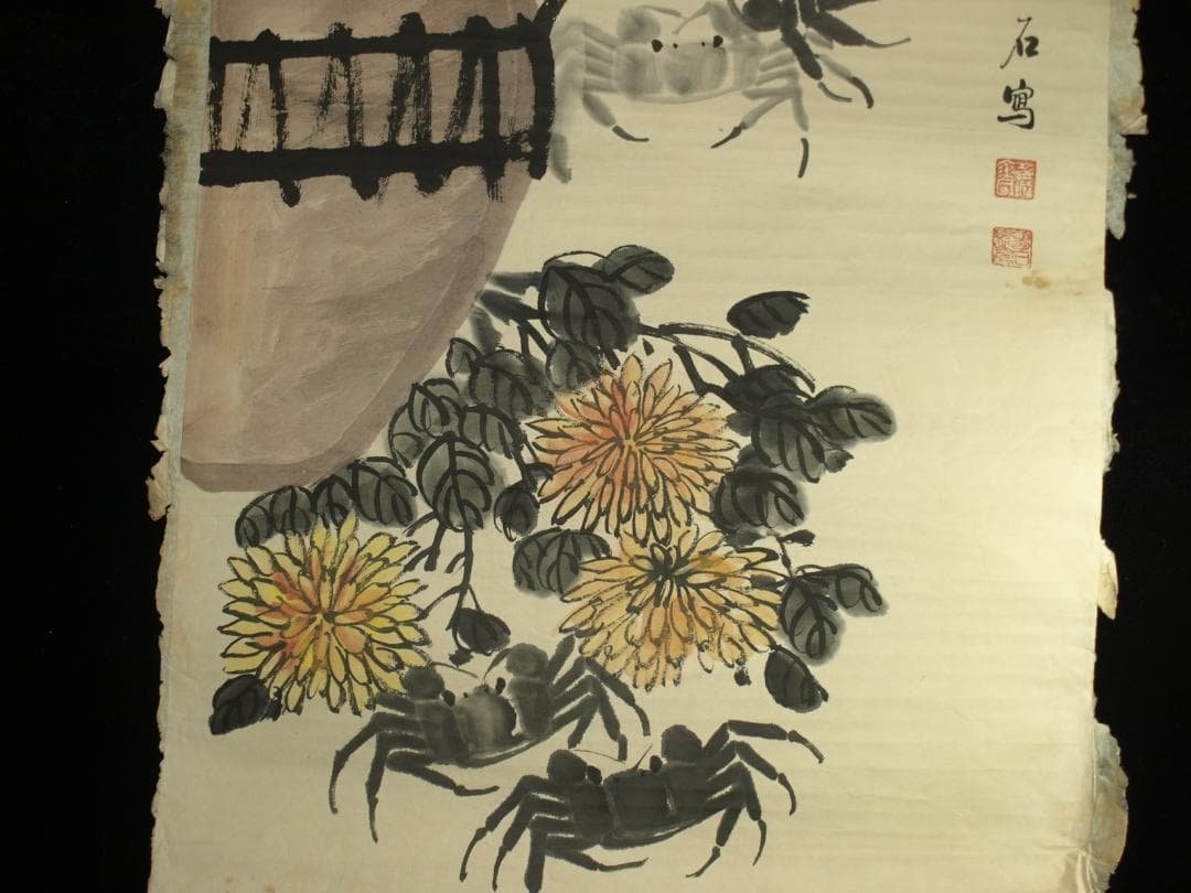 人物図 金梦石作清時代 肉筆保證 唐物唐本　掛け軸捲り BD599C11-4