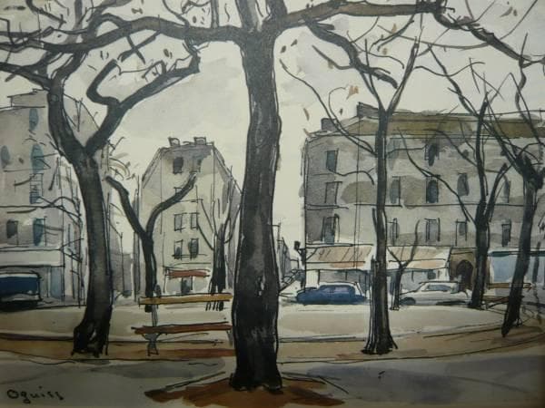 荻須高徳・OGISS　パリの小広場　画集より　状態良好　新品額付