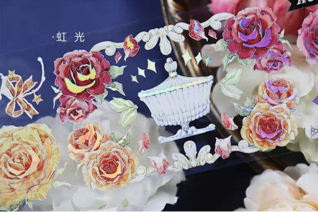 巻売 495★ 海外 マスキングテープ マステ PET 装飾 花 虹光