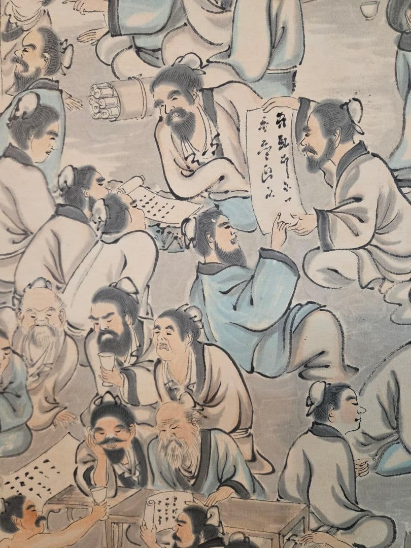 渡辺崋山「百人講」 肉筆 大幅 三河国田原藩士 落款 水墨画