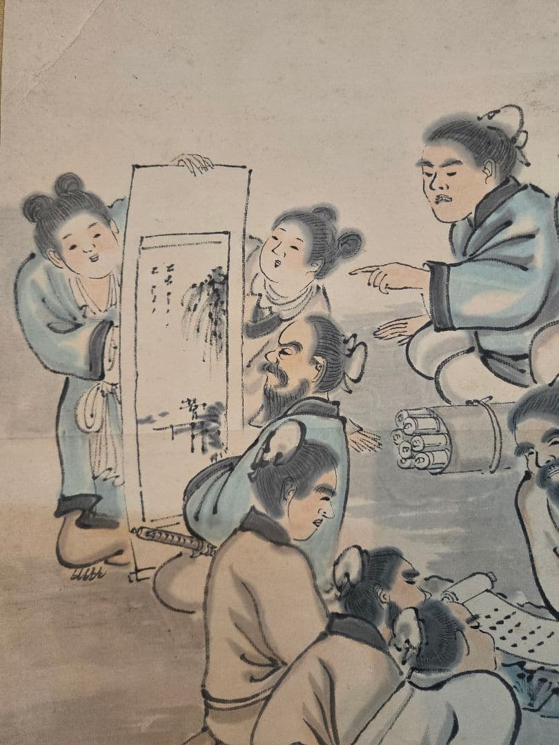 渡辺崋山「百人講」 肉筆 大幅 三河国田原藩士 落款 水墨画