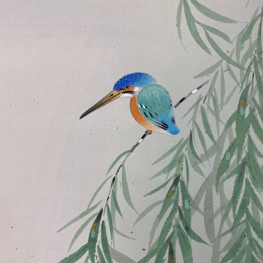 美品 掛け軸 佐藤純吉作 花鳥四季揃図 共箱 4本セット 美術年鑑掲載