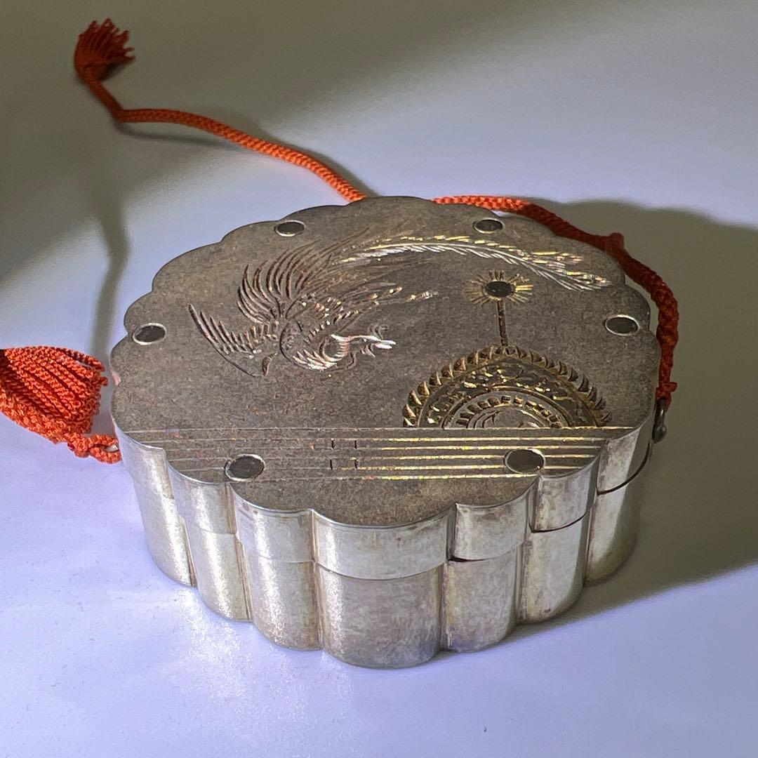 皇室ボンボニエール　鳳凰雅楽火災太鼓　純銀生駒製　共箱付　72g