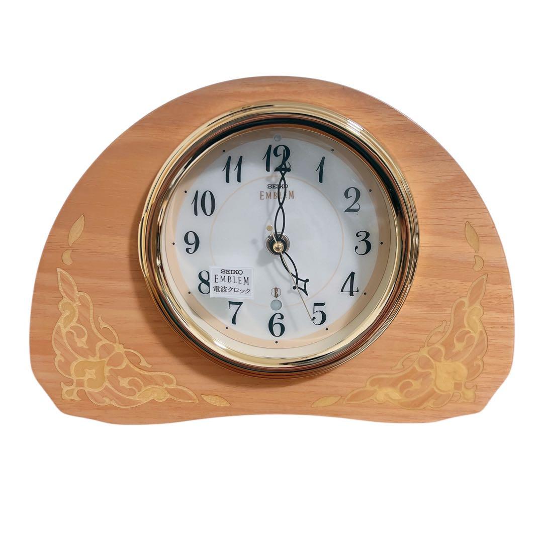 SEIKO EMBLEM 高級電波置時計 HW547P 電波クロック オニキス枠