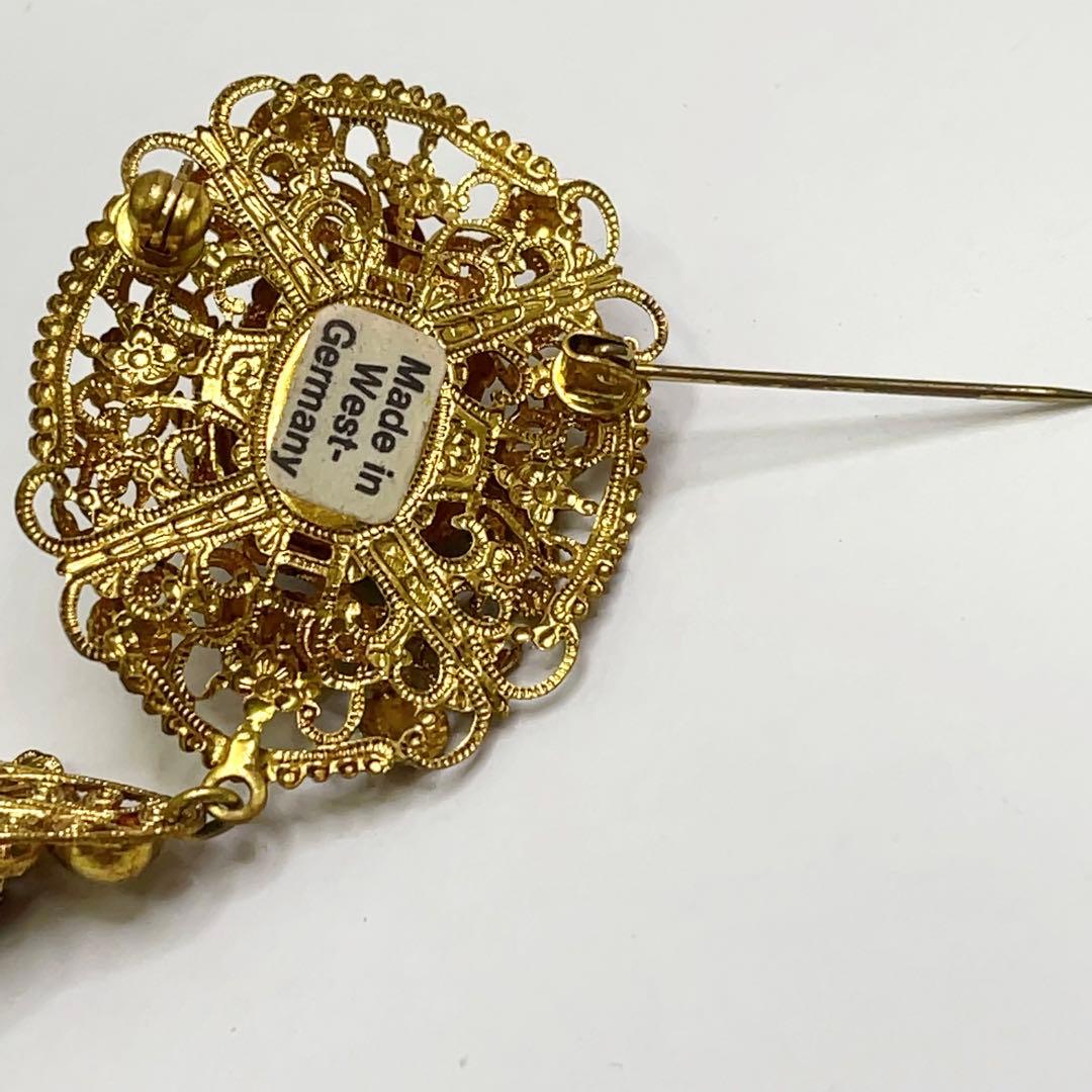 W.GERMANY 天然石 ヴィンテージ ロング ブローチ 西ドイツ製 揺れる