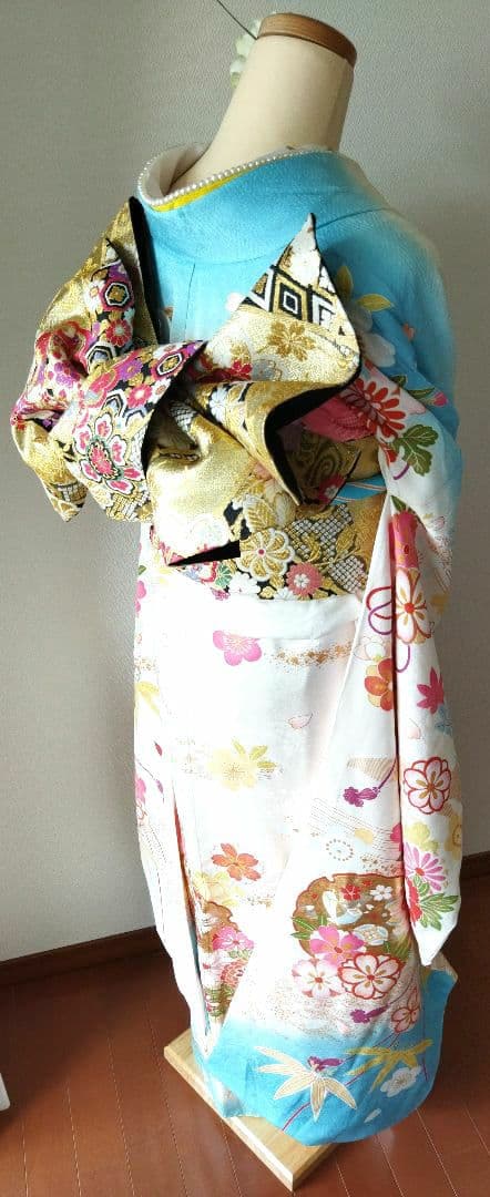 セール中！　367.可愛い振袖7点セット　正絹　フルセット　成人式